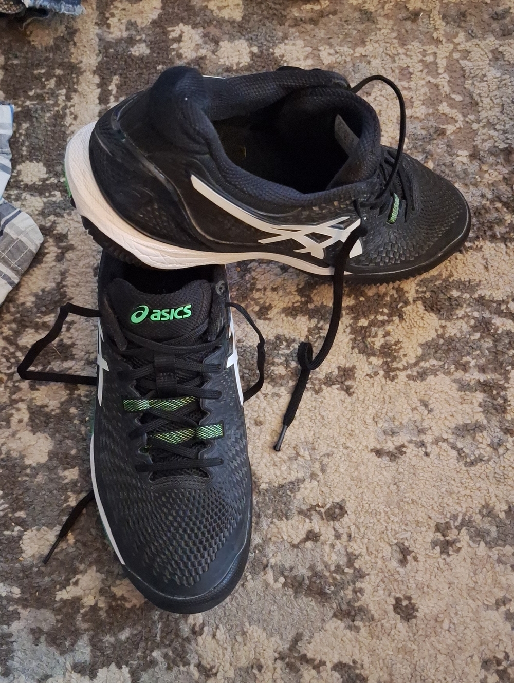 Asics Black with Green Accent Athletic Sneakers